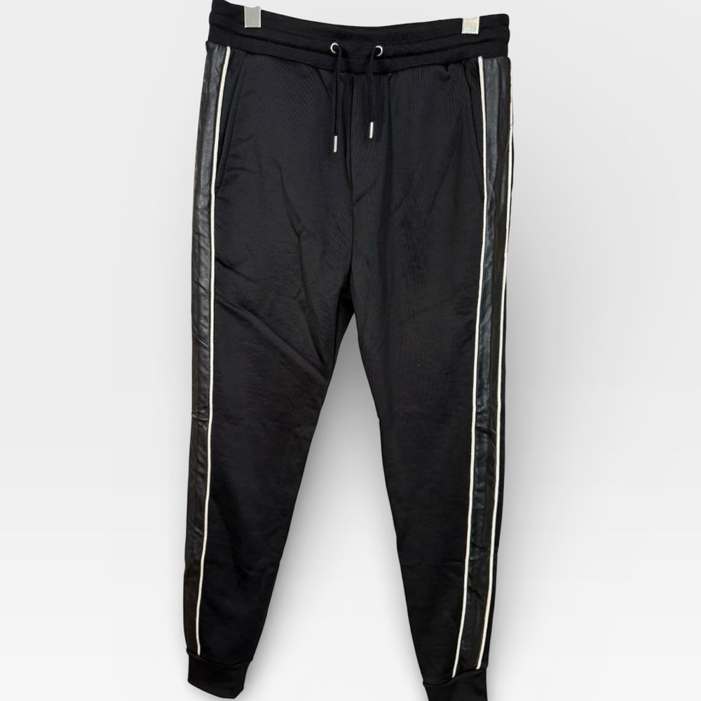 The Kooples Fleece And Leather Joggers